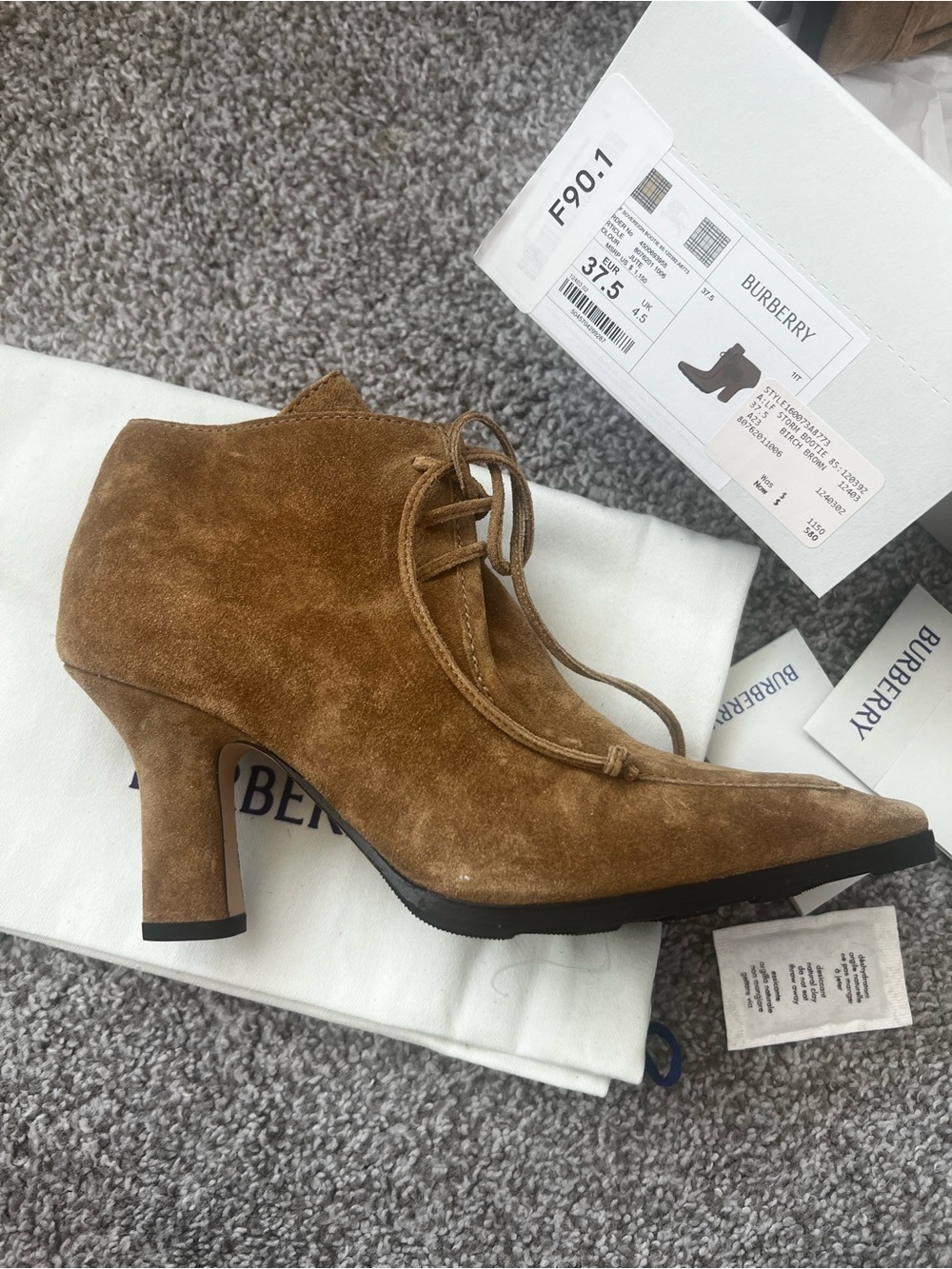 Burberry Brown Suede Chelsea Boots with Blue Logo Sole